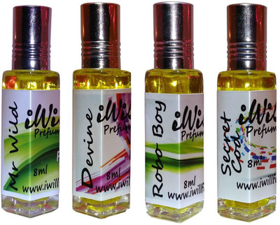 

iwill Premium Mr Wild, Devine, Robo Boy, Secret Cod Non Alcoholic Fancy Perfume 32 ml Pack Floral Attar(Spicy)
