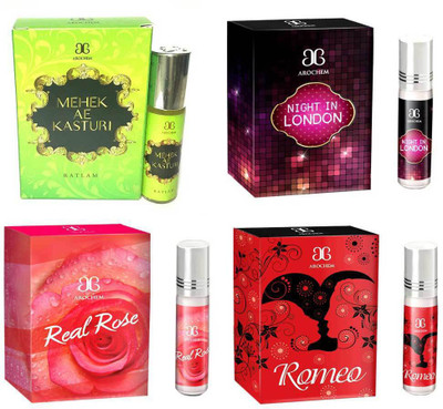 

Arochem Romeo Night in london Real rose Mahek Ae Kasturi Combo Floral Attar(Rose)