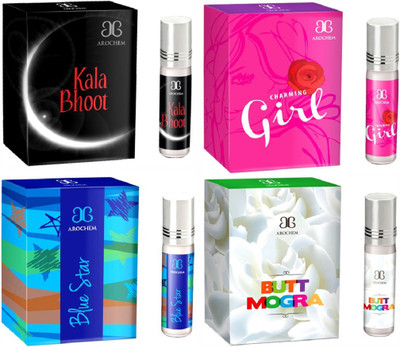 

Arochem Butt Mogra Charming Girl Blue star Kala Bhoot Combo Floral Attar(Sandalwood)
