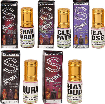 

Shama 3ml each combo of 5 Assorted Fragrance Shahi Darbar, Shay Ooud, Cleo Patra, Tea Rose, Quran Floral Attar(Rose)