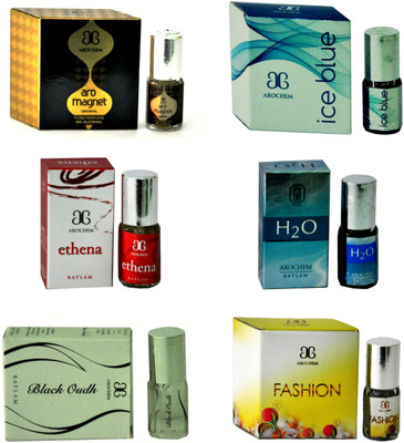 

Arochem Fashion Magnet IceBlue BlackOudh H2O Ethena Floral Attar(Musk Arabia)