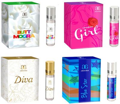 

Arochem Butt Mogra Charming Girl Blue star Diva Combo Floral Attar(Musk)