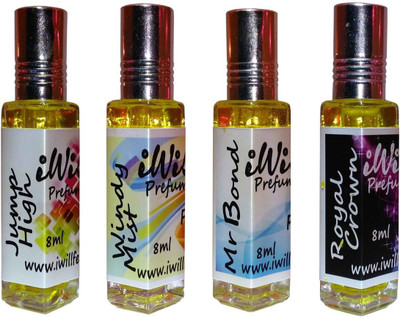 iwill Premium Windy Mist, Royal Crown, Mr Bond, Jump High Non Alcoholic Fancy Perfume 32 ml Pack Floral Attar(Musk Arabia)