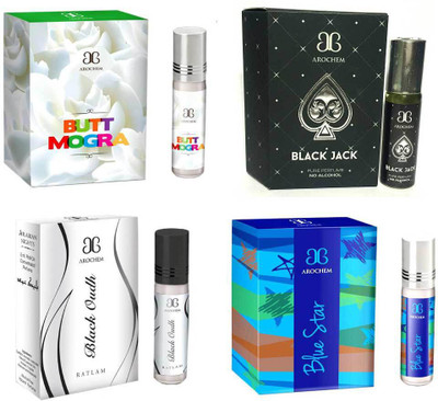 

Arochem Butt mogra Black oudh Blue star Black Jack Combo Floral Attar(Sandalwood)