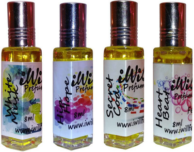

iwill Premium White Mussk, Hip Hope, Secret Cod, Heart Beat Non Alcoholic Fancy Perfume 32 ml Pack Floral Attar(Woody)