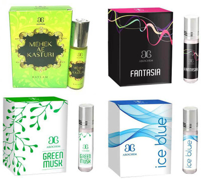 

Arochem Green Musk Ice blue Fantasia Mahek Ae Kasturi Combo Floral Attar(Amber)