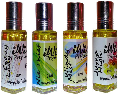 

iwill Premium Crazy Lady, Nie Thief, Windy Mist, Jump High Non Alcoholic Fancy Perfume 32 ml Pack Floral Attar(Gold Musk)