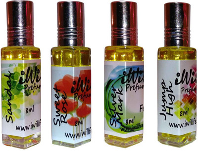 

iwill Premium Sandal, Sweet Rose, Silver Mark, Jump High Non Alcoholic Fancy Perfume 32 ml Pack Floral Attar(Musk Arabia)