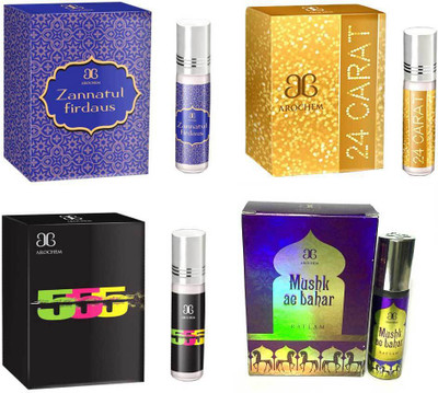 

Arochem 24 Carat 555 Zannatul firdaus Mushk Ae Bahar Combo Floral Attar(Musk)