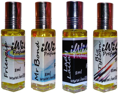 iwill Premium Friendzip, Mr Bond, Lady Laila, Biz Tycoon Non Alcoholic Fancy Perfume 32 ml Pack Floral Attar(Fruity)