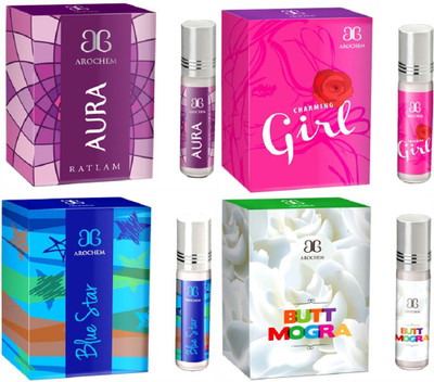 

Arochem Butt Mogra Charming Girl Blue star Aura Combo Floral Attar(Sandalwood)