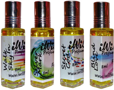 

iwill Premium Walk In Sky, Silver Mark, Secret Cod, Blind Love Non Alcoholic Fancy Perfume 32 ml Pack Floral Attar(Gold Musk)