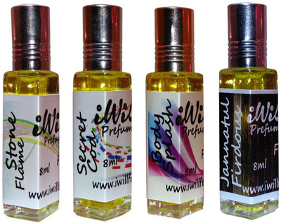 

iwill Premium Stone Flame, Secret Cod, Body Splash, Jannat ul Firdous Non Alcoholic Fancy Perfume 32 ml Pack Floral Attar(Gold Musk)