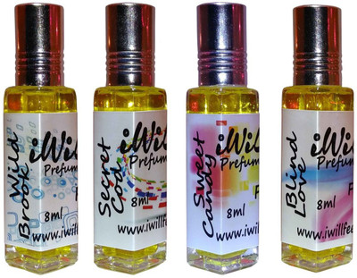 

iwill Premium Wild Brook, Secret Cod, Sweet Candy, Blind Love Non Alcoholic Fancy Perfume 32 ml Pack Floral Attar(Fruity)