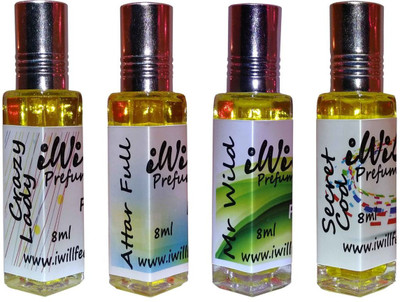 

iwill Premium Crazy Lady, Attarfull, Mr Wild, Secret Cod Non Alcoholic Fancy Perfume 32 ml Pack Floral Attar(Woody)