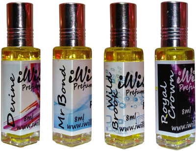 

iwill Premium Devine, Mr Bond, Wild Brook, Royal Crown Non Alcoholic Fancy Perfume 32 ml Pack Floral Attar(Musk Arabia)