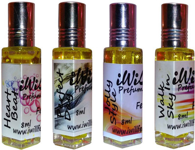 

iwill Premium Heart Beat, Perfect Day, Jolly Style, Walk In Sky Non Alcoholic Fancy Perfume 32 ml Pack Floral Attar(Spicy)