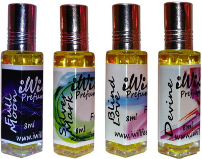 

iwill Premium Full Moon, Silver Mark, Blind Love, Devine Non Alcoholic Fancy Perfume 32 ml Pack Floral Attar(Spicy)