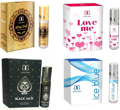 

Arochem Love me Ice blue King oudh Black Jack Combo Floral Attar(Sandalwood)