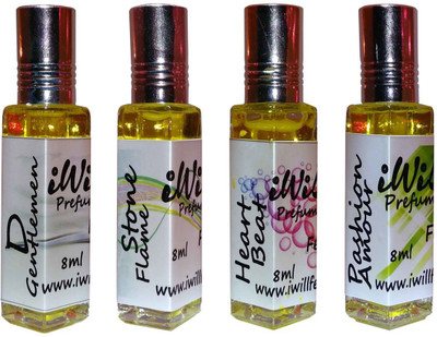 

iwill Premium Stone Flame, Heart Beat, Pashion Amour, D Gentleman Non Alcoholic Fancy Perfume 32 ml Pack Herbal Attar(Floral)