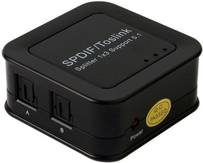 

TechGear 3port Spdif Toslink Digital Optical Audio Splitter 1x3 1 In 3 Out Dolby Dts MP3 Player(Black, Orange, 5.1 Display)
