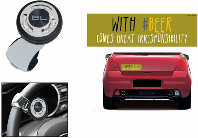 

Speedwav 1 Quirky Car Bumper Sticker-WITH BEER COMES, 1 Black Label Steering Knob-Chrome Combo