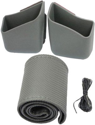 Allure Auto 1 Ring Type Car Steering Cover, 1 Pair Of Car Pillar Pocket Holder Box Combo