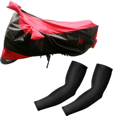 

AdroitZ 1 Black & Red Two wheeler Cover, 2 Black Arm Sleeves Combo
