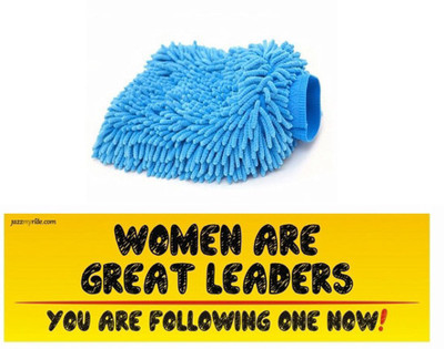 

Speedwav 1 Car Bumper Sticker-WOMEN ARE GREAT LEADERS, 1 Microfiber Glove Mitt Combo