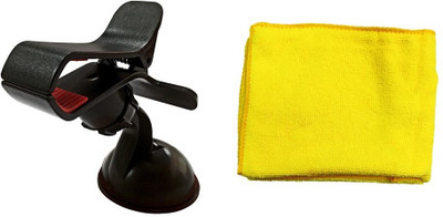 

ManeKo 1 Imported Single Clip Universal Car Mobile Holder, 1 Yellow Microfiber Drying & Car Cleaning Vehicle Washing Cloth Combo