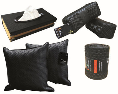 

Kozdiko 2 Car Cushion, 2 Neck Rest, 1 Tissue Dispenser, 1 Steering Cover Black Color Combo