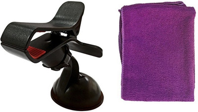 

ManeKo 1 Imported Single Clip Universal Car Mobile Holder, 1 Purple Microfiber Drying & Car Cleaning Vehicle Washing Cloth Combo