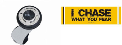 

Black Label 1 Car Bumper Sticker-I CHASE WHAT YOU FEAR, 1 Steering Knob Combo