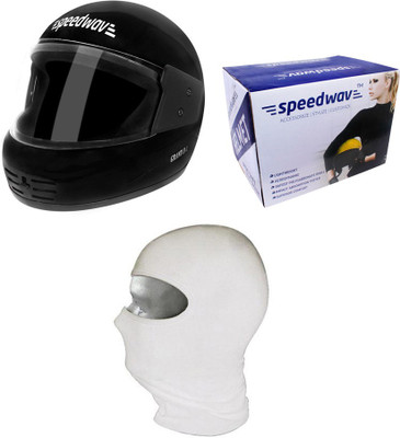 

Speedwav 1 Full Face Bike Riding Helmet-Black, 1 Face Mask-White Combo