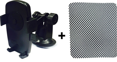 

ManeKo 1 Black One Touch Universal Car Mobile Holder, 1 Anti Slip Mat For Car Dashboard Combo