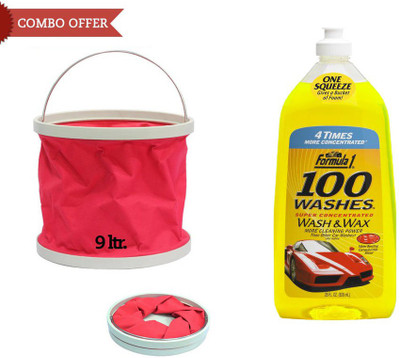 

Formula 1 1 Formula1 Car/Bike 100 Washes Wash & Wax Shampoo-828ml, 1 Foldable Water Bucket Combo