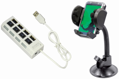 

Speedwav 1 4 in 1 Hi-Speed Car USB Hub, 1 FlyMobileHolderWithFrame Combo
