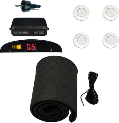 

Allure Auto 1 Ring Type Car Steering Cover, Car Reverse Parking Sensor With Led Display- White Combo