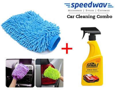 

Speedwav 1 Car/Bike Cleaning Kit Formula 1 Spray Wax Polish, 1 Microfiber Glove Combo