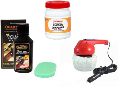 

Waxpol 1 Car Polisher, 1 Waxpol Leather & Dashboard Polish, 1 Waxpol Rubbing Compound Combo