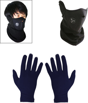 

Speedwav 1 X Speedwav Bike Riding Neoprene Half Cover Face Mask, 1 X Speedwav Summer Bike/Scooter Riding / Driving Gloves (1 Pair) Combo