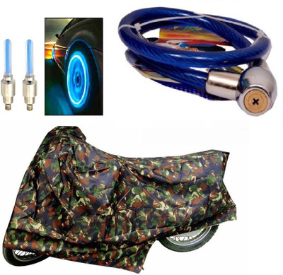 

Bull Rider 1 Bike Cover & 1 Set of Tyre LED Light & 1 Helmet Safety Lock Combo