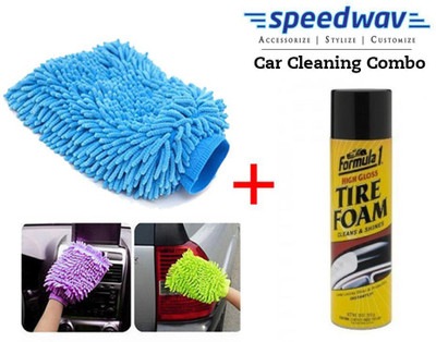 

Speedwav 1 Car Cleaning Kit Formula 1 Tyre Foam Shiner, 1 Microfiber Glove Combo