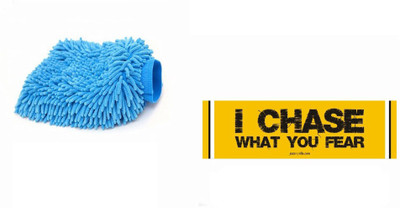 

Speedwav 1 Car Bumper Sticker-I CHASE, 1 Microfiber Glove Mitt Combo