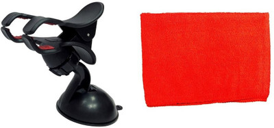 

ManeKo 1 Dual Clip Universal Car Mobile Holder, 1 Red Microfiber Drying & Car Cleaning Vehicle Washing Cloth Combo