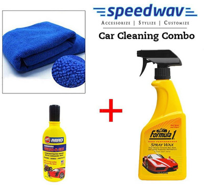 

Speedwav 1 Car Cleaning Kit Formula1 Spray Wax Polish, 1 Microfiber Cloth, 1 Shampoo Combo