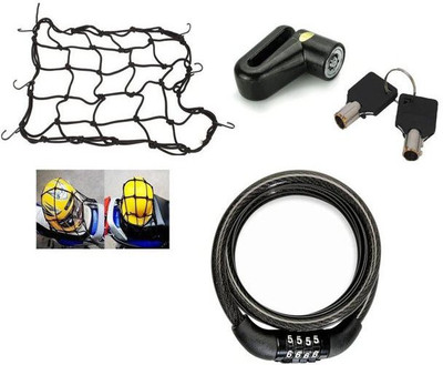 Easy4buy 1 Bike Cargo Bungee Net, 1 Disk Lock, 1 Number Lock Combo