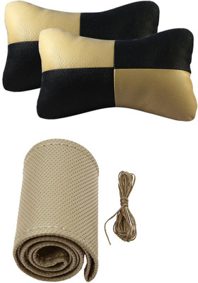 

Allure Auto 1 Leatherite Car Steering Cover, 1 Pair Of Neck Rest Combo