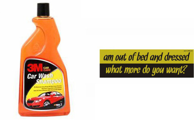 

3M 1 Quirky Car Bumper Sticker-AM OUT OF BED, 1 3M Premium Shampoo 500ml Combo