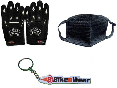 

Bikenwear 1 Knighthood Gloves-Black, 1 Pollution Mask-Black, 1 Bikenwear Keyring Combo